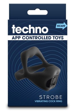 TECHNO STROBE BLACK: Wibrujący Pierścień Erekkcyjny z Aplikacją