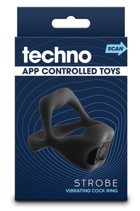 TECHNO STROBE BLACK: Wibrujący Pierścień Erekkcyjny z Aplikacją