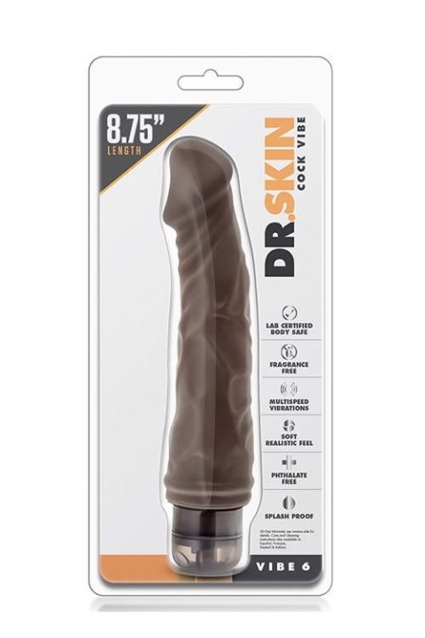 Realistyczny wibrator DR. SKIN VIBE 6 w odcieniu czekolady