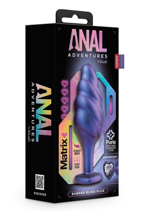 Szafirowy plug analny Matrix z wypustkami i klejnotem