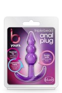 B Yours Triple Bead – Fioletowy Korek Analny z Potrójnym Koralikiem