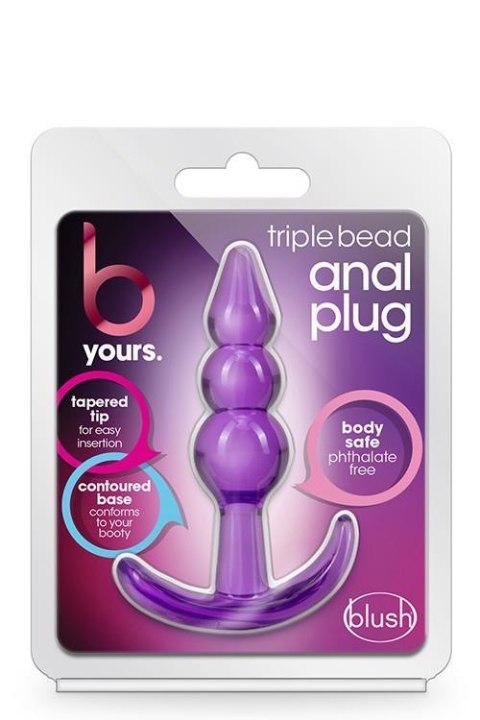 B Yours Triple Bead – Fioletowy Korek Analny z Potrójnym Koralikiem