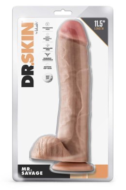 Dr. Skin Mr. Savage – Beżowe Dildo Gigant z Jądrami, 29,2 cm