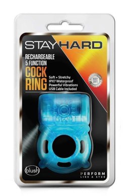 Stay Hard Pierścień Erekcyjny z 5 Funkcjami Wibracji, Niebieski