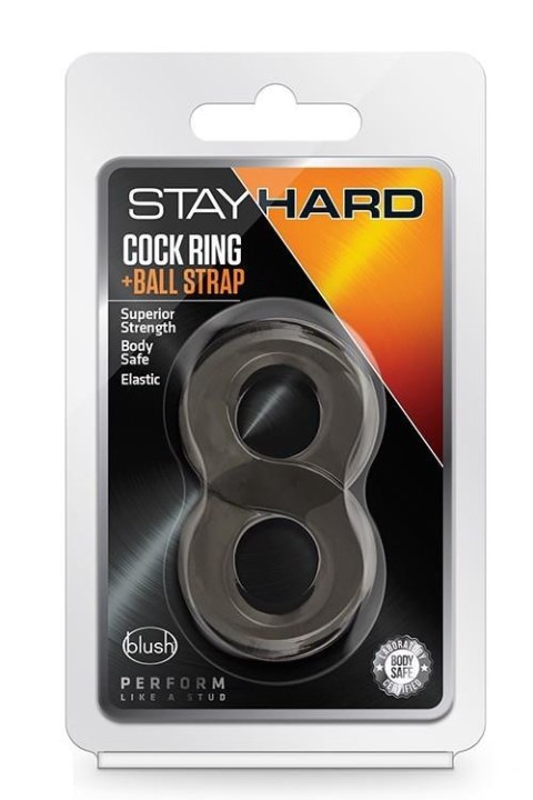 Stay Hard – Czarny pierścień erekcyjny z opaską na jądra
