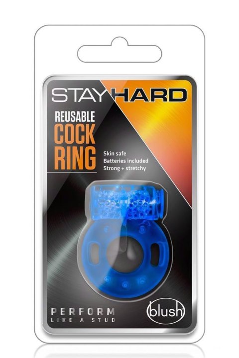 Wibrujący pierścień erekcyjny Stay Hard – niebieski