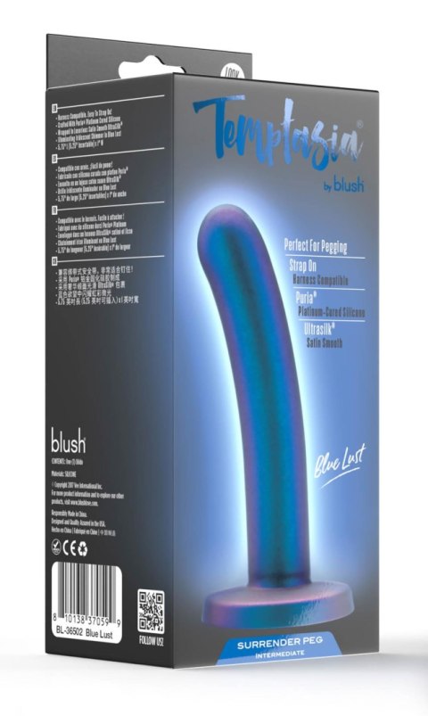 Temptasia Surrender – Dildo do Strap-ona, Poziom Średniozaawansowany, Błękitne Pożądanie
