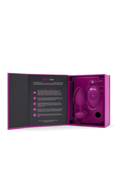 Wibrujący korek analny b-Vibe Jewel Plug S/M - Fuksja