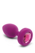 Wibrujący korek analny b-Vibe Jewel Plug S/M - Fuksja