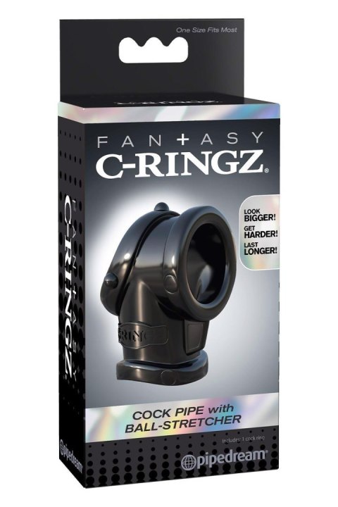 Pierścień Erekcyjny Fantasy C-Ringz z Rozciągaczem Jąder – Czarny