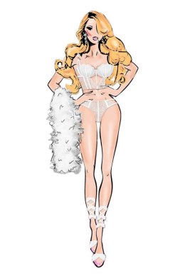 Zmysłowy Dwuczęściowy Zestaw Biustonosza z Ozdobnymi Paskami Bombshell Boudoir, Biały, Rozmiar L