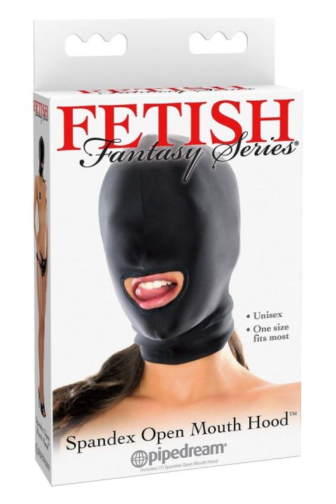Seria Fetish Fantasy Spandexowy Kaptur z Otworem na Usta, Czarny