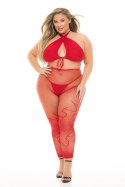 Zmysłowy Czerwony Komplet 'Gives You Hell' 3-częściowy Plus Size