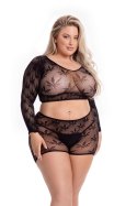 Zmysłowy Komplet LEAF IT TO ME – Szorty i Crop Top z Liściastym Motywem, Rozmiar Plus Size