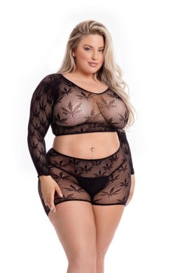 Zmysłowy Komplet LEAF IT TO ME – Szorty i Crop Top z Liściastym Motywem, Rozmiar Plus Size