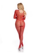 Zmysłowe Body Stocking Risque z Otwartym Krokiem, Czerwone (M/L)