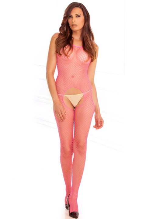 Siateczkowe Bodystocking z Paskami – Różowe