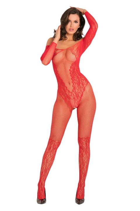 Czerwone Bodystocking 'Rozpal Mnie' – Rozmiar Uniwersalny