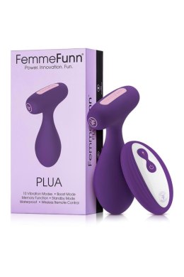 Wibrujący korek analny FEMMEFUNN PLUA w kolorze ciemnego fioletu ze zdalnym sterowaniem