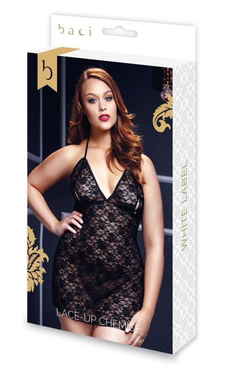 Zmysłowa koronkowa koszulka babydoll – czarna, rozmiar XL