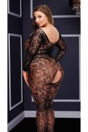 Eleganckie Bodystocking z Długim Rękawem i Otwartym Krokiem, Rozmiar XL