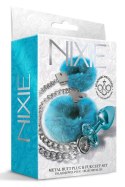 Zestaw Nixie: Metalowy Korek Analny z Błękitnym Klejnotem i Futrzane Kajdanki, Rozmiar M