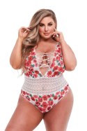 Zmysłowe Body Koronkowe z Kwiatowym Motywem, XL