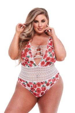 Zmysłowe Body Koronkowe z Kwiatowym Motywem, XL