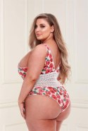 Zmysłowe Body Koronkowe z Kwiatowym Motywem, XL