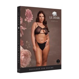 Zmysłowy czarny biustonosz siateczkowy z dekoltem keyhole i regulowanymi, podwójnymi ramiączkami – dla sylwetek Plus Size