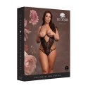 Zmysłowy czarny koronkowy body z otwartymi miseczkami i regulowanymi ramiączkami – rozmiary plus size