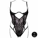 Zmysłowy czarny koronkowy body z otwartymi miseczkami i regulowanymi ramiączkami – rozmiary plus size