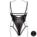 Zmysłowy czarny koronkowy body z otwartymi miseczkami i regulowanymi ramiączkami – rozmiary plus size
