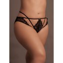Lena – zmysłowe figi z otwartym krokiem i pośladkami, z regulowanymi suwakami i złotymi detalami – rozmiar plus size