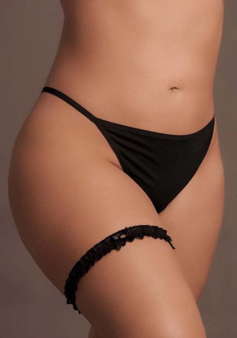 Noel - Elegancki Podwiązek Koronkowy ze Złotymi Akcentami - Plus Size