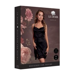 Jedwabna Sukienka z Otwartymi Plecami, Krzyżującymi Detalami i Rozcięciem – One Size – Czarna
