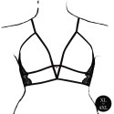 Elegancki Biustonosz Trójkątny Open Cup z Koronką i Regulacją - Plus Size, Czarny