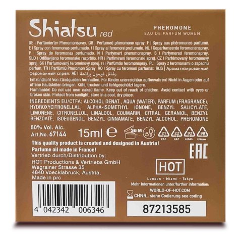 SHIATSU: Zmysłowe Perfumy Feromonowe dla Kobiet, Edycja Red, 15 ml