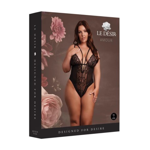 Koronkowe Body Bez Fiszbin z Regulacją - Rozmiar Plus Size - Czarne