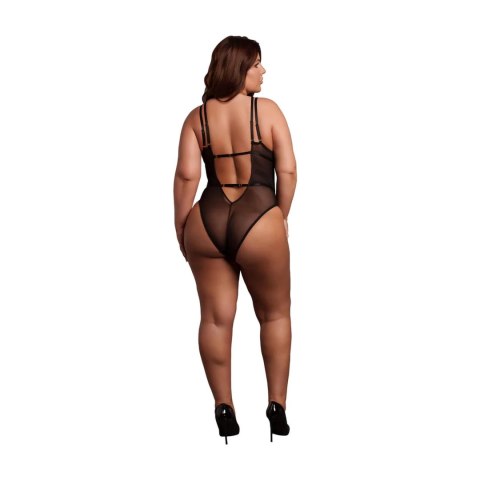 Koronkowe Body Bez Fiszbin z Regulacją - Rozmiar Plus Size - Czarne