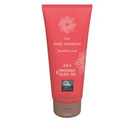 Zmysłowy Żel 2w1 Shiatsu do Masażu i Nawilżania o Zapachu Truskawki, 200 ml
