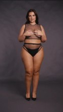 Zmysłowy komplet dwuczęściowy: crop top i majteczki z siateczki