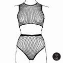 Zmysłowy komplet dwuczęściowy: crop top i majteczki z siateczki