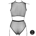 Zmysłowy komplet dwuczęściowy: crop top i majteczki z siateczki