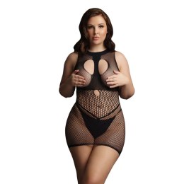 Zmysłowa Siateczkowa Sukienka Mini z Otwartymi Miseczkami - Plus Size