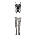 Zmysłowy bodystocking siateczkowy typu suspender - Rozmiar uniwersalny