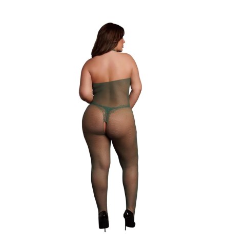Bodystocking Siateczkowy z Koronką - Rozmiar Plus Size