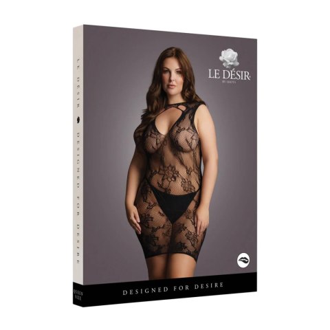 Koronkowa Mini Sukienka z Wysokim Dekoltem – Rozmiary Plus Size