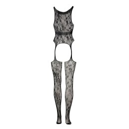 Koronkowe Bodystocking z Wbudowanymi Pończochami i Okrągłym Dekoltem - Rozmiar Uniwersalny