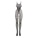 Zmysłowe Bodystocking Siateczkowe ze Stójką - Rozmiar Uniwersalny